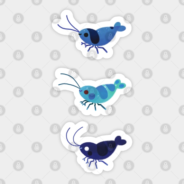 Blue shrimps Sticker by pikaole